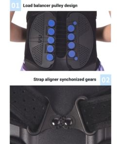 BackPainSeal™ DO-577 Full Back TLSO Brace for Vertebral Fracture, Lordosis, Herniated Discs and Postural Extension + FREE Neck Pain Reliever (Combo Offer) 12 Image showing load balancer pulley design and strap aligner synchronized gears of the brace